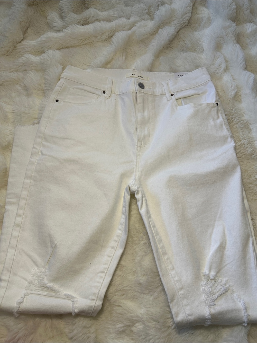 High-Rise White Women's Denim Jeans - Picture 2 of 3